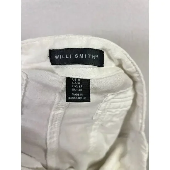 Woman's Willi Smith White Wide Leg Linen Blend Pants - Size 8 Beachy Resort - Picture 12 of 15